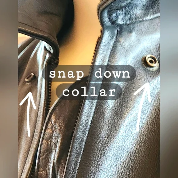 VTG 80s Black Leather Pink Purple Fringe Bike Zip Up Elastic Waist Jacket M - Picture 5 of 16